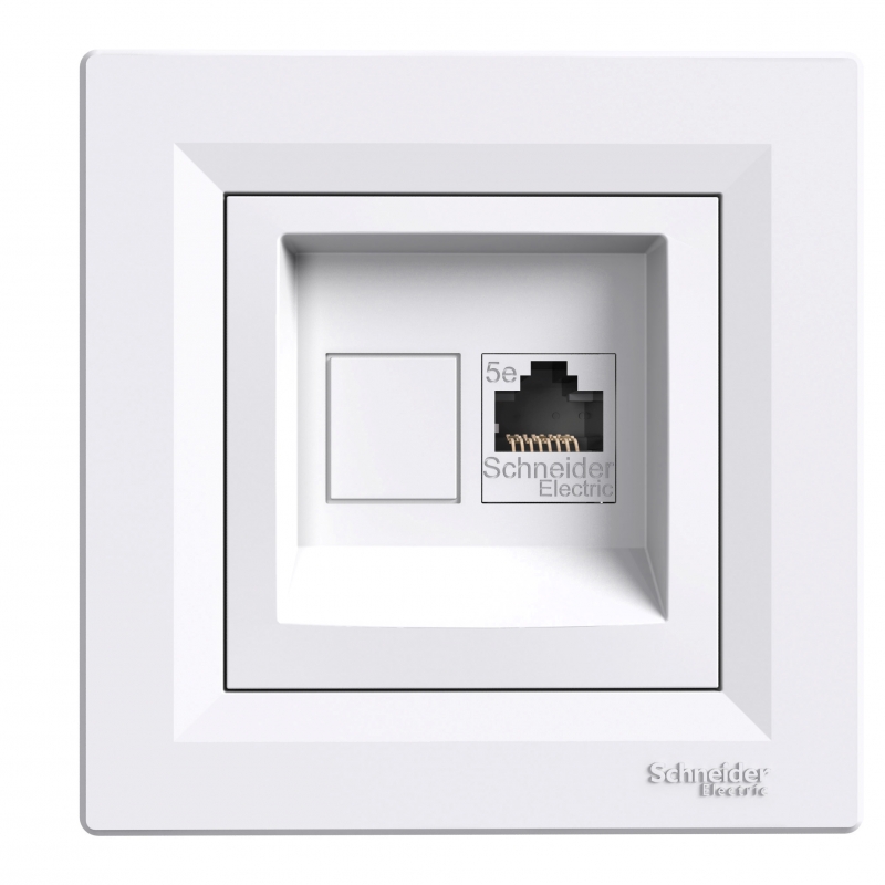 Единична информационна розетка RJ 45, кат.5e STP, Бял ASFORA контакти и ключове