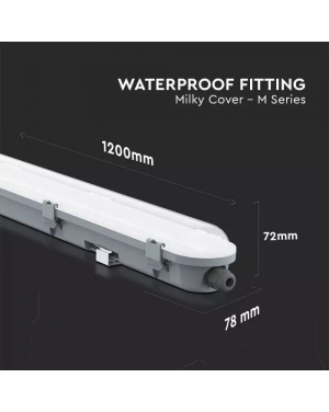 LED Влагозащитено Тяло M-Серия 1200мм 36W 6400K Mат 120 lm/W Промишлени линейни LED тела