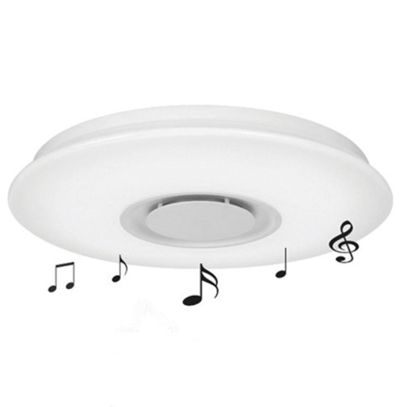 LED МУЗИКАЛЕН ПЛАФОН 36W CCT+RGB Ф400 BLUETOOTH PLASTIC LED плафони без сензори