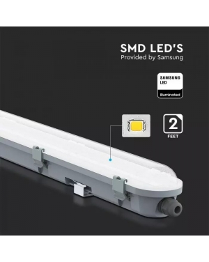 LED Влагозащитено Тяло M-Серия 600мм 18W 4500K Мат 120LM/W Промишлени линейни LED тела