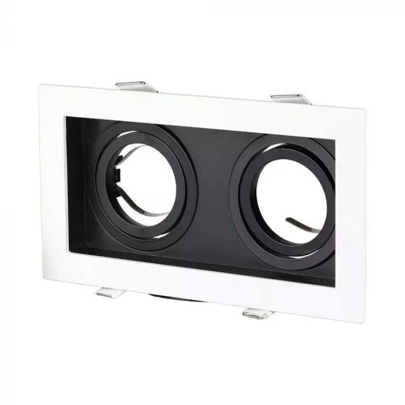 2хGU10 Корпус Квадрат Бял+Черен Декоративни LED луни