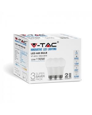 LED Крушка 15W E27 A60 Термо Пластик 6400K 3Бр/Блистер LED крушки Е27