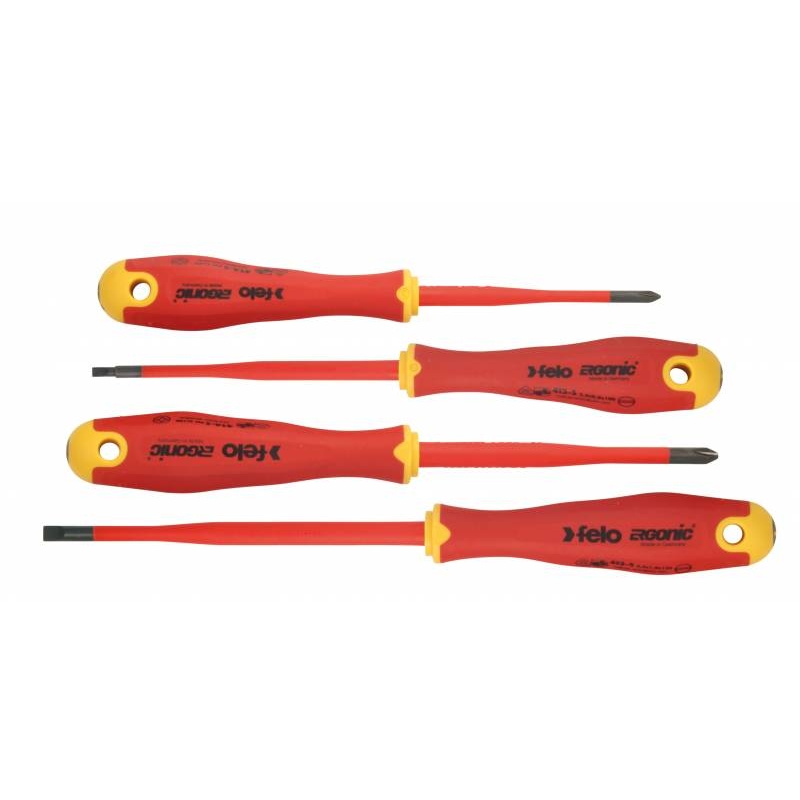 Комплект отвертки FELO E-slim 4-бр (3 x ) 413: 3,5 x 100 / 5,5 x 125 (2 x ) 414: PH1 x 80 / PH2 x 100 Професионални инструменти