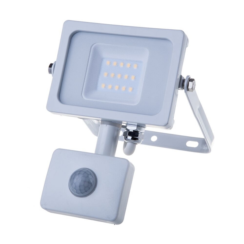 10W LED Прожектор Със Сензор SAMSUNG ЧИП Бяло Тяло 4000К LED екстериорно осветление