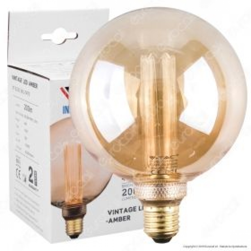 LED Крушка - 4W Filament E27 G125 Амбър ART 1800К LED крушки Е27