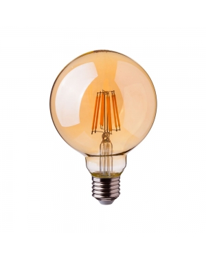 LED Крушка - 8W Filament E27 G125 Амбър Димиращ 3000K LED крушки Е27