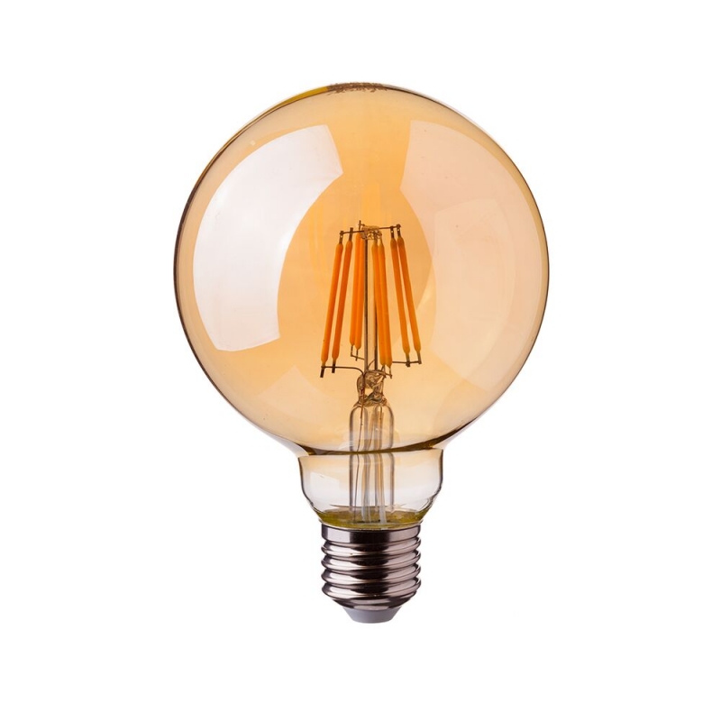 LED Крушка - 8W Filament E27 G125 Амбър Димиращ 3000K LED крушки Е27