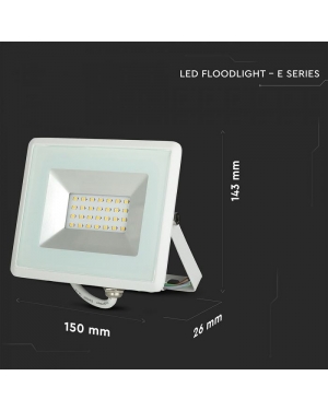 20W LED Прожектор Е-Series G2 Бяло Тяло 3000K LED екстериорно осветление