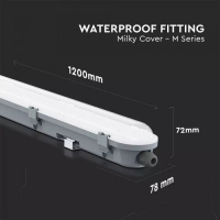 LED Влагозащитено Тяло M-Серия 1200мм 36W 4000K Mат 120LM/W Промишлени линейни LED тела