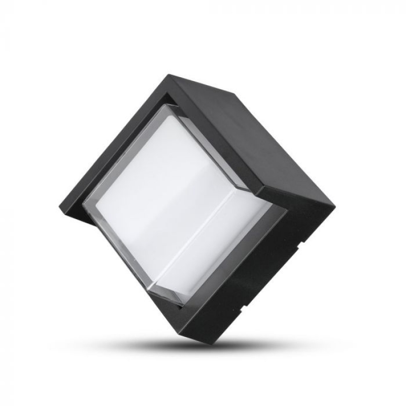 6W LED Стенна Лампа 3000К Черна Квадрат Полу Периферия Фасадно LED осветление