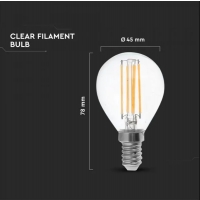 LED Крушка - 6W Filament E14 P45 3000К 130LM/W LED крушки Е14