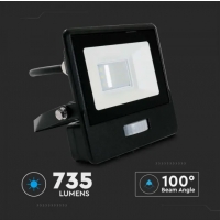 10W LED Прожектор PIR Сензор SAMSUNG ЧИП Черно Тяло 4000К 1М Кабел LED екстериорно осветление