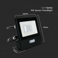 10W LED Прожектор PIR Сензор SAMSUNG ЧИП Черно Тяло 6400К 1М Кабел LED екстериорно осветление