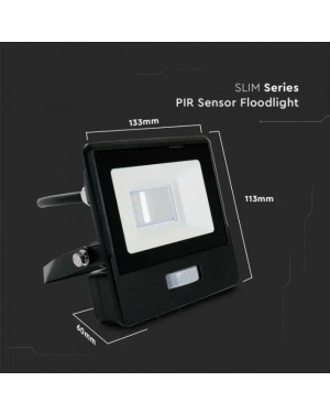 10W LED Прожектор PIR Сензор SAMSUNG ЧИП Черно Тяло 6400К 1М Кабел LED екстериорно осветление