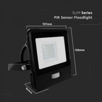 20W LED Прожектор PIR Сензор SAMSUNG ЧИП Черно Тяло 3000К 1М Кабел LED екстериорно осветление