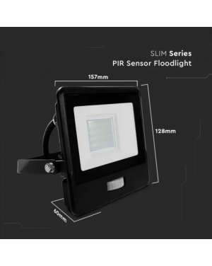 20W LED Прожектор PIR Сензор SAMSUNG ЧИП Черно Тяло 4000К 1М Кабел LED екстериорно осветление