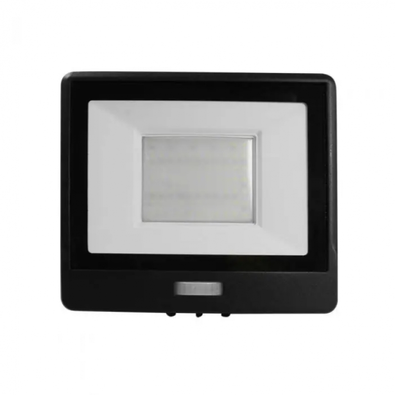 50W LED Прожектор PIR Сензор SAMSUNG ЧИП Черно Тяло 4000К 1М Кабел LED екстериорно осветление