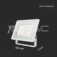 100W LED Прожектор Бяло Тяло 6400K LED екстериорно осветление