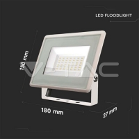 30W LED Прожектор Бяло Тяло 6400K LED екстериорно осветление