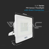 50W LED Прожектор PIR Сензор SAMSUNG ЧИП Бяло Тяло 3000К LED екстериорно осветление