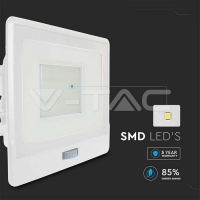 30W LED Прожектор PIR Сензор SAMSUNG ЧИП Бяло Тяло 6400К LED екстериорно осветление