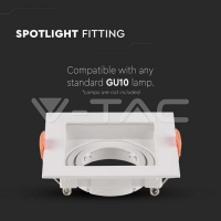 GU10 Корпус Квадрат Бял Декоративни LED луни