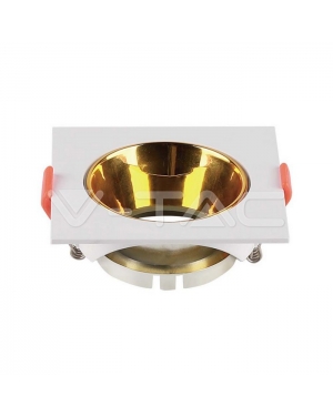 GU10 Корпус Квадрат Бяла Рамка + Златен Рефлектор Декоративни LED луни