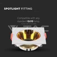 GU10 Корпус Квадрат Бяла Рамка + Златен Рефлектор Декоративни LED луни