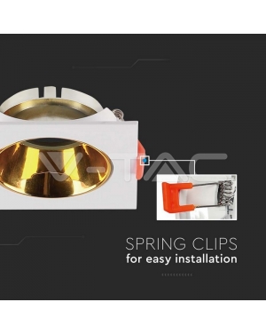 GU10 Корпус Квадрат Бяла Рамка + Златен Рефлектор Декоративни LED луни