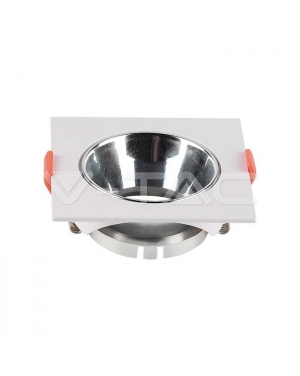 GU10 Корпус Квадрат Бяла Рамка + Хром Рефлектор Декоративни LED луни