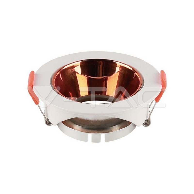 GU10 Корпус Кръг Бяла Рамка + Розово Злато Рефлектор Декоративни LED луни