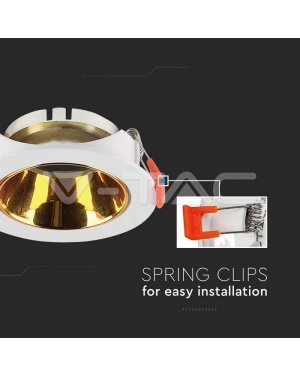 GU10 Корпус Кръг Бяла Рамка + Златен Рефлектор Декоративни LED луни
