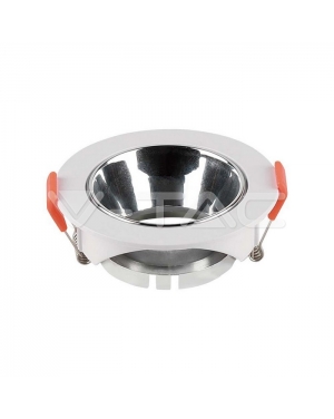GU10 Корпус Кръг Бяла Рамка + Хром Рефлектор Декоративни LED луни