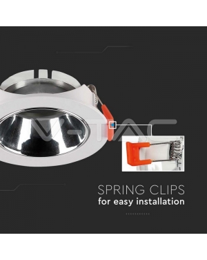 GU10 Корпус Кръг Бяла Рамка + Хром Рефлектор Декоративни LED луни