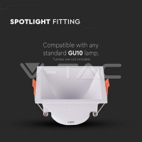 GU10 Корпус Квадрат Бял Декоративни LED луни