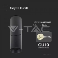 GU10 Отливка Външен Монтаж Подвижна Черна H 197mm Декоративни LED луни