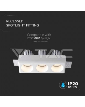 3xGU10 Гипсова Отливка Кръг Бяла Декоративни LED луни