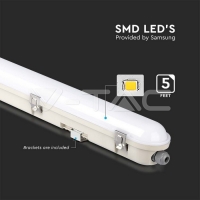 LED Влагозащитено Тяло М-Серия 1500мм 48W 6400K Авариино Захранване Стоманен Клип 120LM/W Промишлени линейни LED тела