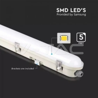 LED Влагозащитено Тяло М-Серия 1500мм 48W 4000K Авариино Захранване Стоманен Клип 120LM/W Промишлени линейни LED тела