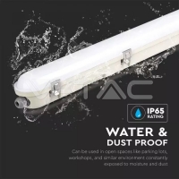 LED Влагозащитено Тяло M-Серия 1200мм 36W 6400K Мат Стоманен Клип 120LM/W Промишлени линейни LED тела