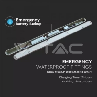 LED Влагозащитено Тяло M-Серия 1200мм 36W 6400K Мат Стоманен Клип 120LM/W Промишлени линейни LED тела