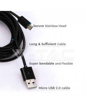 Micro USB Кабел 3M Черен Микро USB Кабели