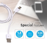Type C USB Кабел 1.5M Бял Микро USB Кабели