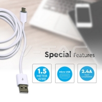 Micro USB Кабел 1.5M Бял Micro USB Кабел 1.5M Бял Микро USB Кабели