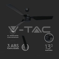 65W LED Сиво Тяло/Вентилатор Дистанционно 3 Перки Черни Интериорни вентилатори