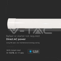 38W LED Линейно Тяло 150cм Пластик Бърза Връзка + Кабел 155LM/WATT 3000K Линейни LED тела за открит монтаж
