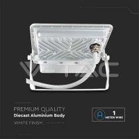 20W LED Прожектор PIR Сензор SAMSUNG ЧИП Бяло Тяло 4000К 1М Кабел LED екстериорно осветление