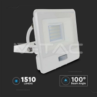 20W LED Прожектор PIR Сензор SAMSUNG ЧИП Бяло Тяло 4000К 1М Кабел LED екстериорно осветление