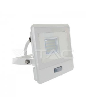 20W LED Прожектор PIR Сензор SAMSUNG ЧИП Бяло Тяло 3000К 1М Кабел LED екстериорно осветление
