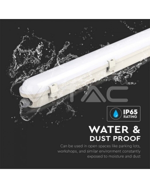 LED Влагозащитено Тяло SAMSUNG Чип 120см 60W 6500K 120 lm/W Промишлени линейни LED тела